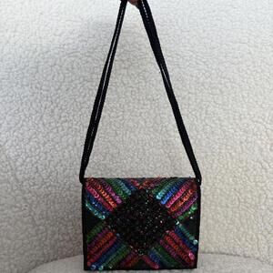 VINTAGE BEADED & SEQUIN ART DECO BAG
